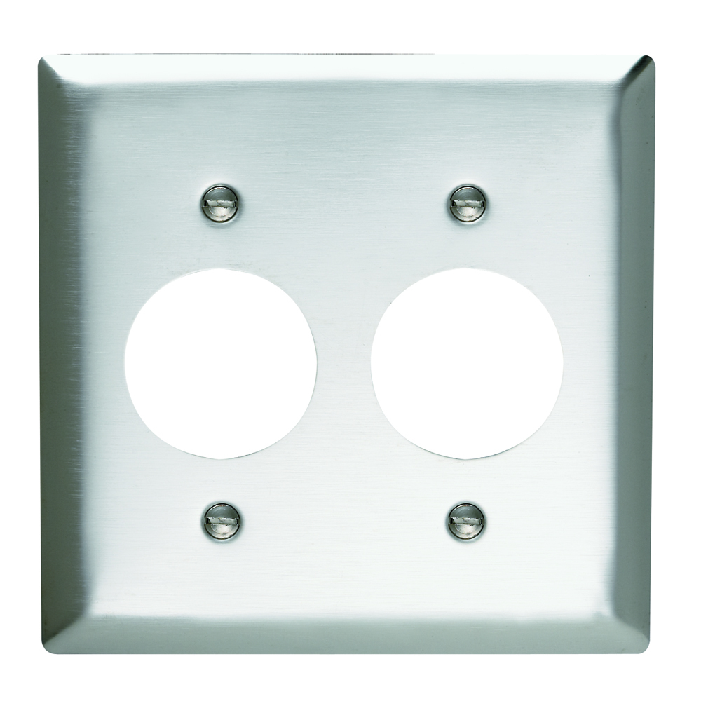 SS72 2-Gang 302/304 Stainless Steel Wall Plate, Single Receptacle Openings