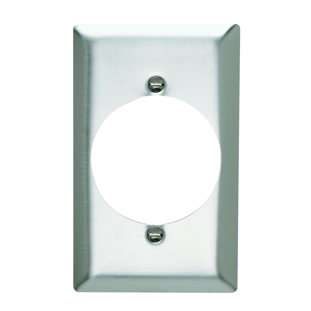 SS723 1-Gang 302/304 Stainless Steel Wall Plate, Power Outlet Receptacle Openings