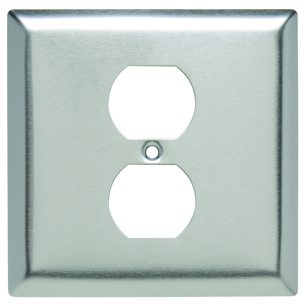 SS748 2-Gang 302/304 Stainless Steel Wall Plate, Duplex Receptacle Opening