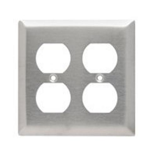 SS82 2-Gang 302/304 Stainless Steel Wall Plate, Duplex Receptacle Openings