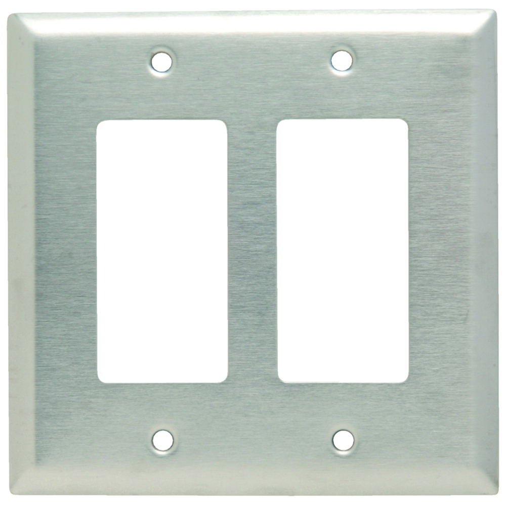 SSJ262 Junior Jumbo 2-Gang 302/304 Stainless Steel Wall Plate, Decorator Openings