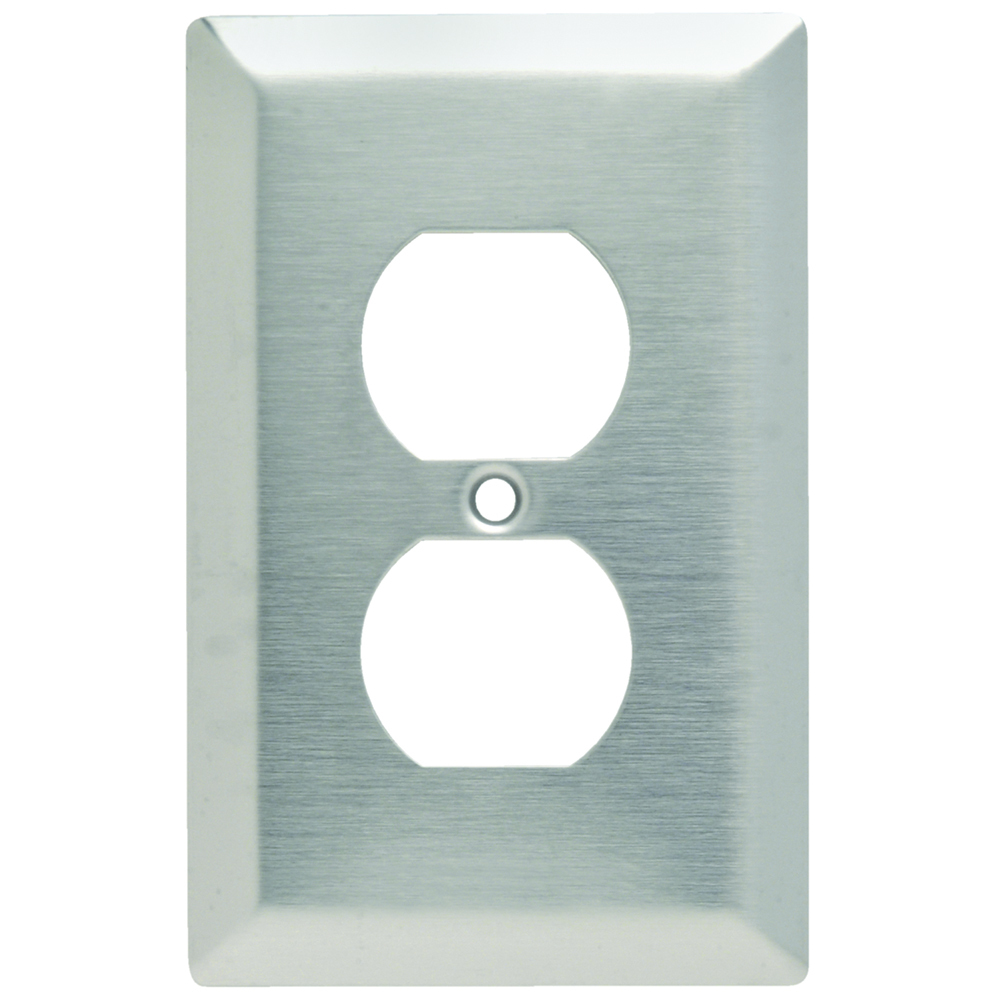 SSJ8 Junior Jumbo 1-Gang 302/304 Stainless Steel Wall Plate, Duplex Receptacle Openings