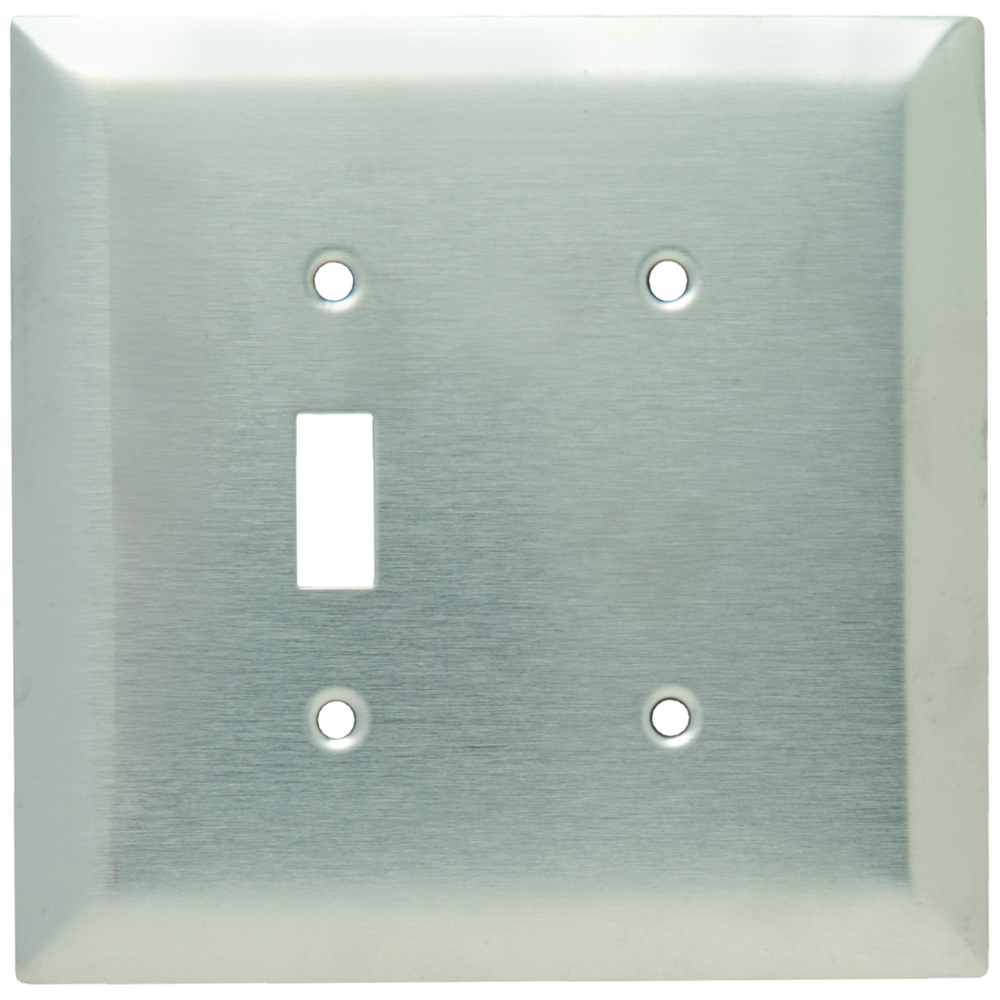 SSO114 Combination Openings, 1 Toggle Switch and 1 Blank, Two Gang, 302/304 Stainless Steel