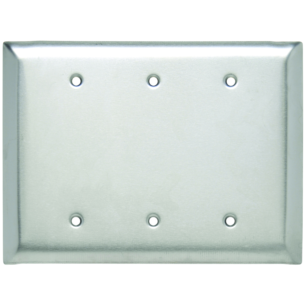 SSO33 Jumbo 3-Gang 302/304 Stainless Steel Wall Plate, Blank, Box Mounted