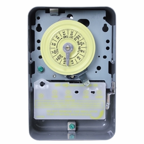 T104 T100 Electro Mechanical Timer Switch, 24 hr Setting, 208 to 277 V AC, 5 hp, 2NO 2 Form A DPST Contact, 2 Poles