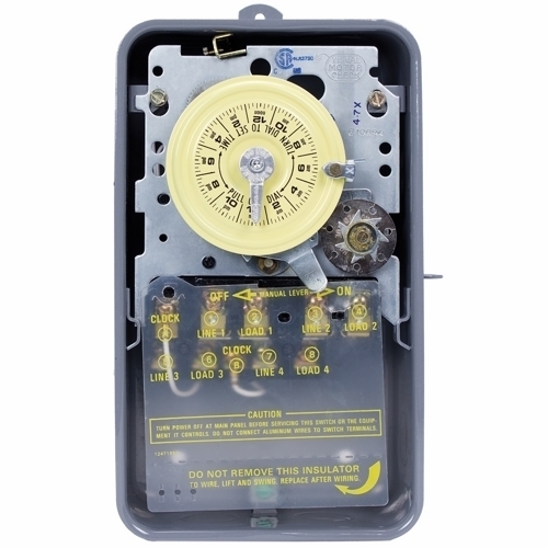 T1475BR T1400 Mechanical Timer Switch, 24 hr Setting, 480 V AC, 5 hp, 4NO 4 Form A 4PST Contact, 4 Poles