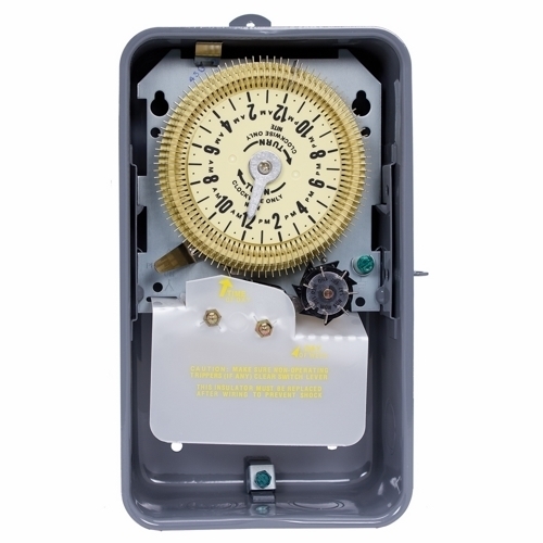 T1975R T1970 Electro Mechanical Timer Switch With Skipper Wheel, 15 min to 24 hr Setting, 125 V AC, 1 hp, 1CO 1 Form C SPDT Contact, 1 Poles