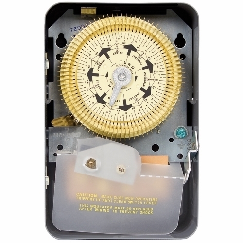T2006 T2000 Mechanical Timer Switch, 2 to 22 hr, 7 days Setting, 208 to 277 V AC, 1 hp, 1CO 1 Form C SPDT Contact, 1 Poles