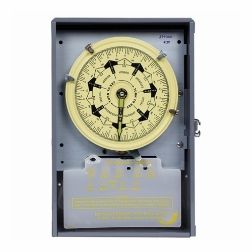 T7402B T7000B Electro Mechanical Timer Switch, 3-1/2 hr to 7 days Setting, 208 to 277 V AC, 10 hp, 4NO 4 Form A 4PST Contact, 4 Poles