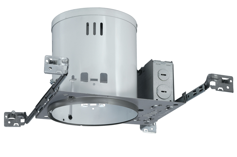 TC2 New Construction Round Downlight Housing, Incandescent Lamp, Non-Insulated Insulation, 120 V AC, 6-7/8 in Ceiling Opening, Aluminum Housing