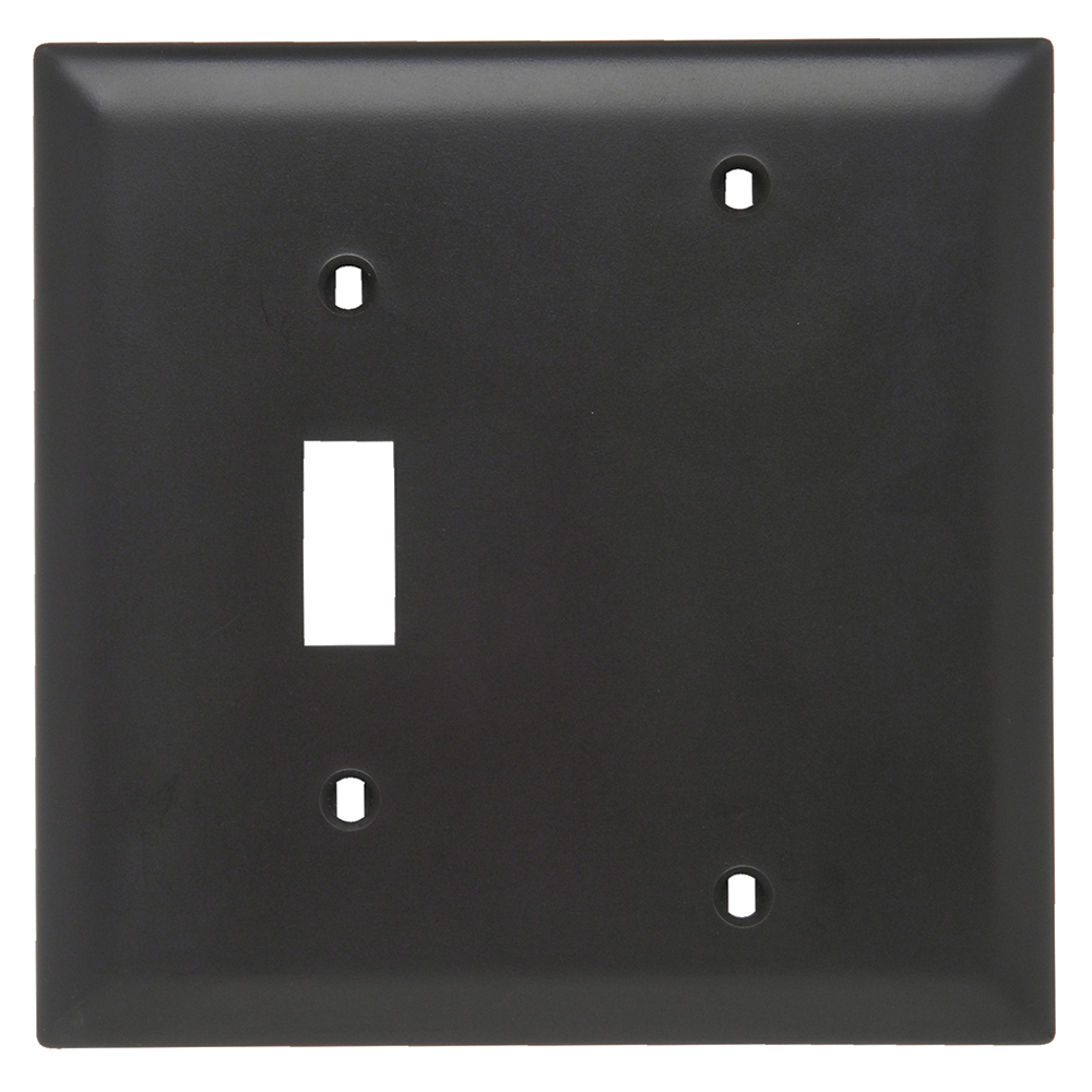 TP113BK Combination Openings, 1 Toggle Switch and 1 Blank, Two Gang, Black