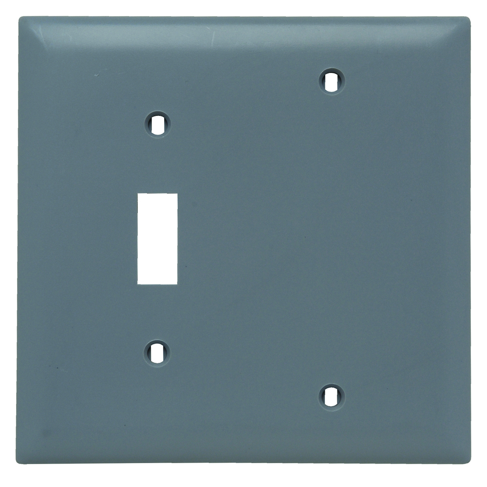 TP113GRY Combination Openings, 1 Toggle Switch and 1 Blank, Two Gang, Gray