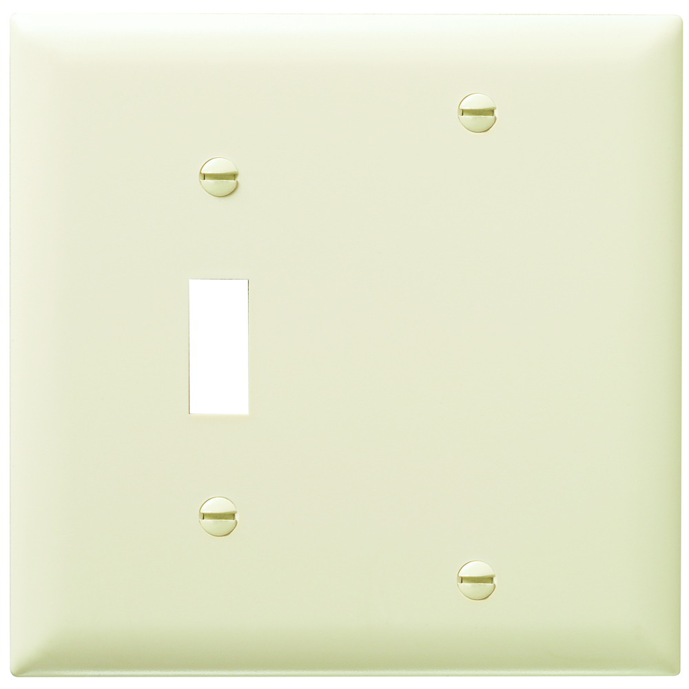 TP113LA Combination Openings, 1 Toggle Switch and 1 Blank, Two Gang, Light Almond