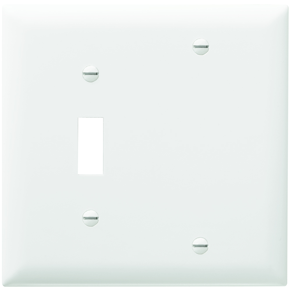 TP113W Combination Openings, 1 Toggle Switch and 1 Blank, Two Gang, White