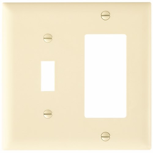 TP126LA Combination Openings, 1 Toggle Switch and 1 Decorator, Two Gang, Light Almond