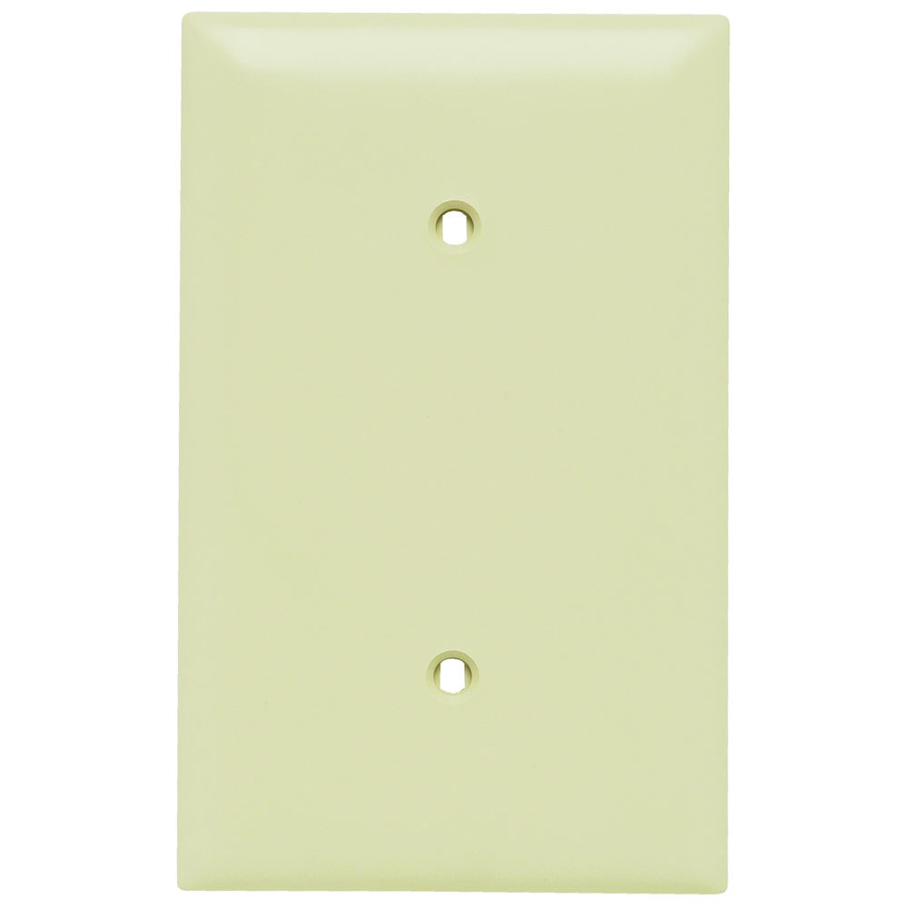TP14I TradeMaster 1-Gang Nylon Wall Plate, Blank, Strap Mounted, Ivory