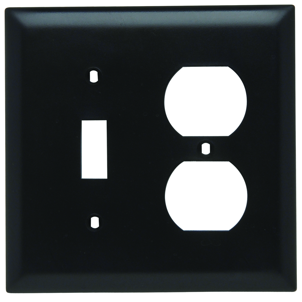 TP18BK TradeMaster 2-Gang Nylon Wall Plate, 1 Toggle Switch Opening, 1 Duplex Receptacle Opening, Black