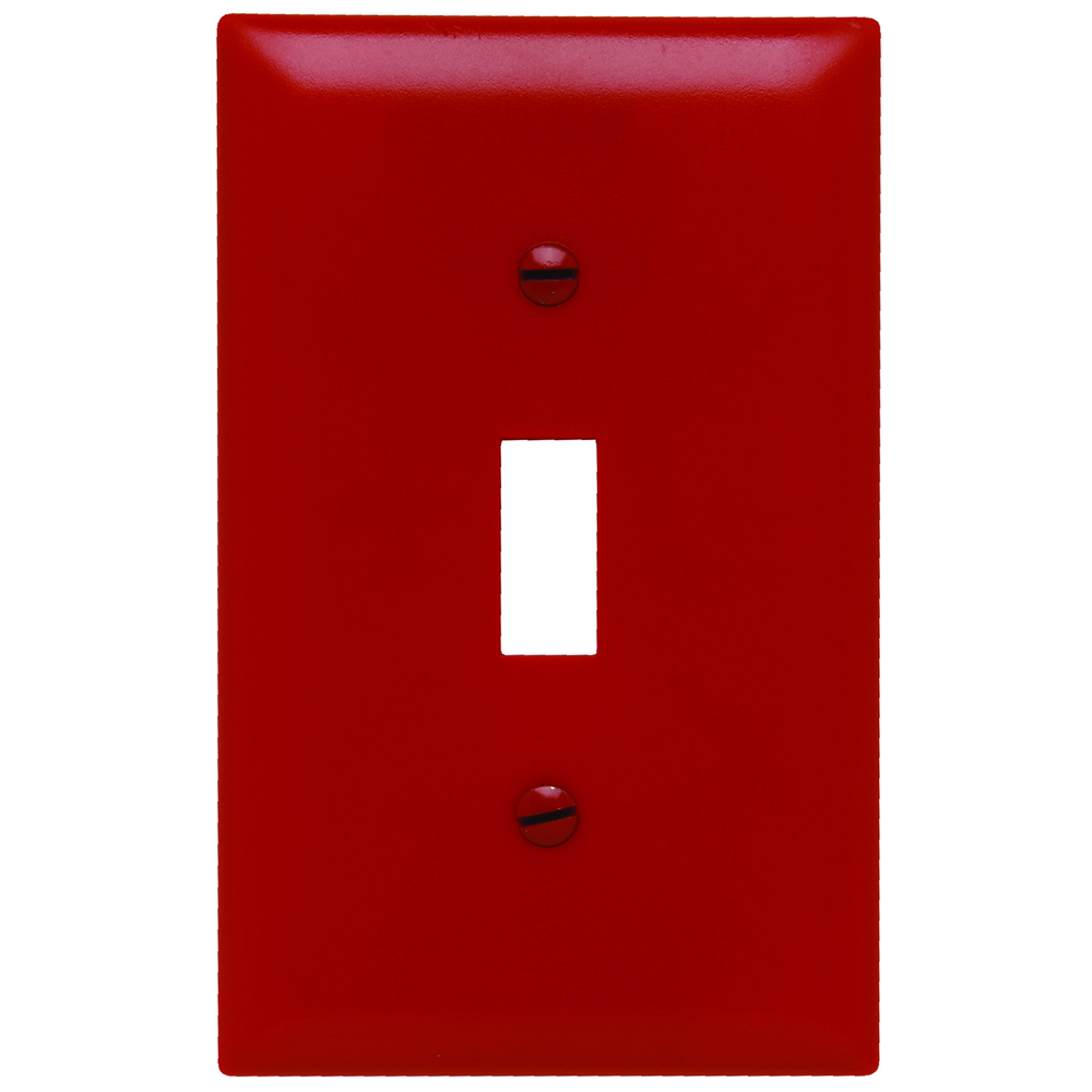 TP1RED TradeMaster 1-Gang Nylon Wall Plate, 1 Toggle Switch Opening, Red