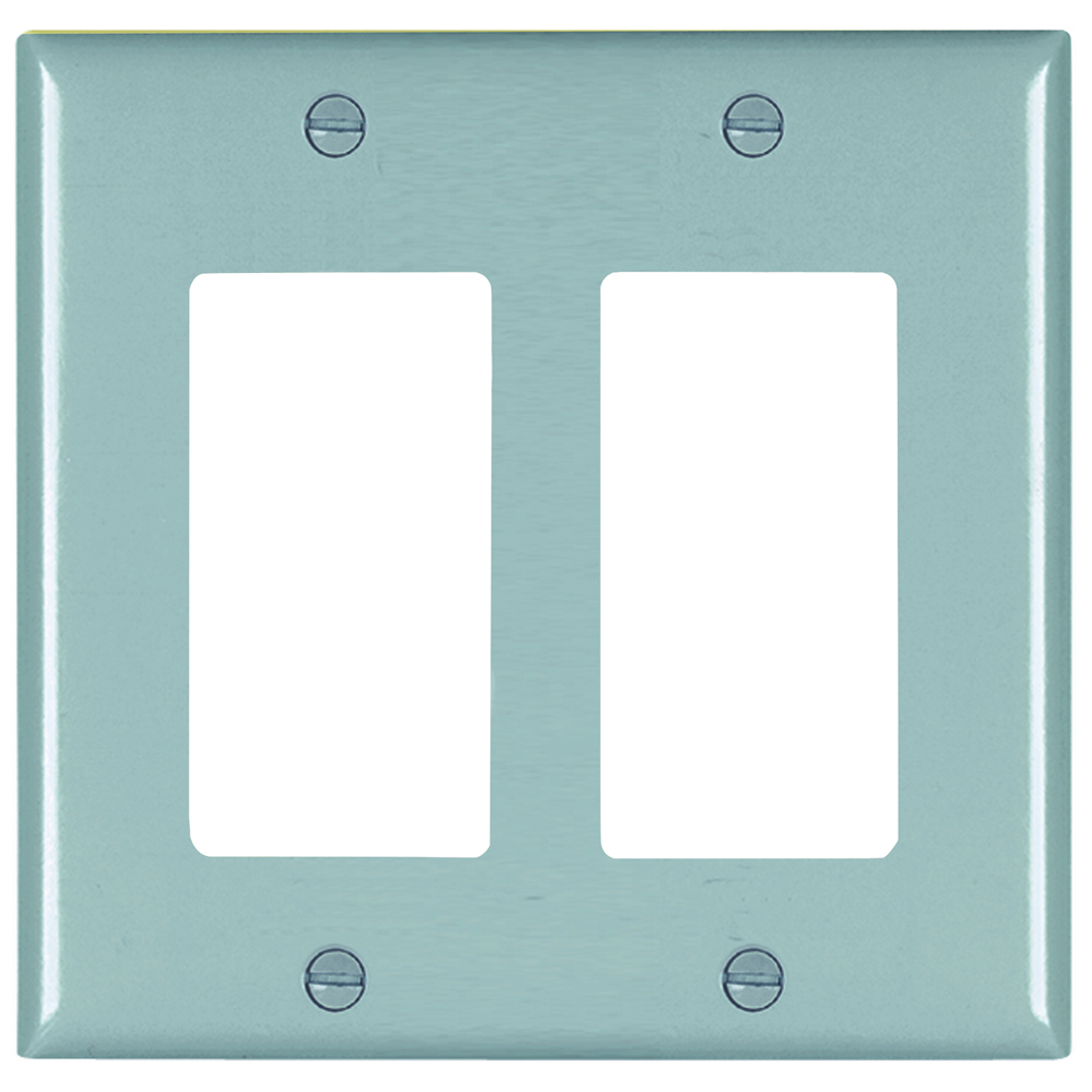 TP262GRY TradeMaster 2-Gang Nylon Wall Plate, 2 Decorator Openings, Gray