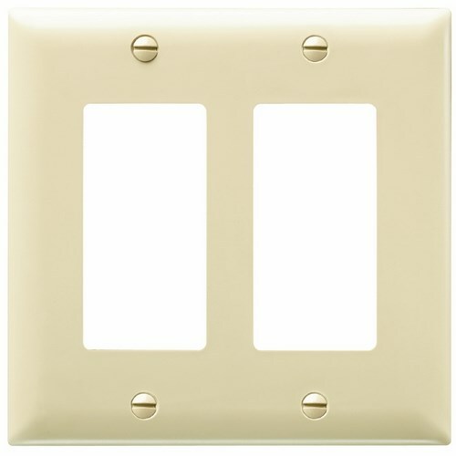 TP262I Wattstopper Trademaster Standard Unbreakable Decorator Wall Plate, 2 Gangs, 4-3/4 in W x 4-11/16 in H, Thermoplastic, Ivory