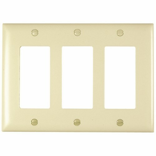 TP263LA Wattstopper TradeMaster TP2 Standard Decorative Wall Plate, 3 Gangs, 6-9/16 in W x 4-11/16 in H, Thermoplastic, Light Almond