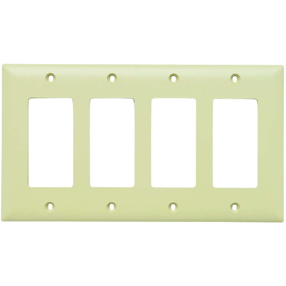 TP264I TradeMaster Standard Wall Plate, 4 Gangs, 8-3/8 in W x 5-1/2 in H, Nylon/Thermoplastic, Ivory