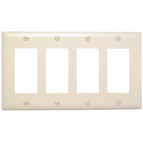 TP264LA TradeMaster Standard Wall Plate, 4 Gangs, 8-3/8 in W x 4.7 in H, Nylon/Thermoplastic, Light Almond