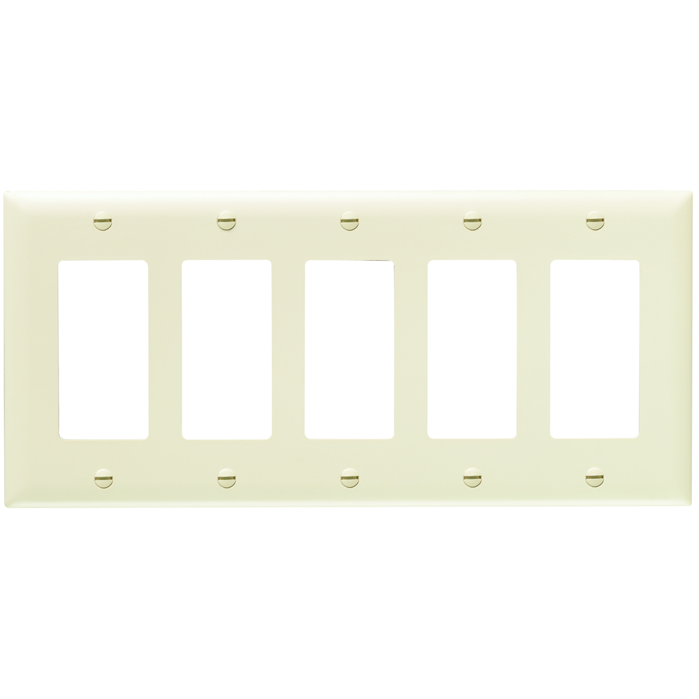 TP265LA TradeMaster 5-Gang Nylon Wall Plate, 5 Decorator Openings, Light Almond