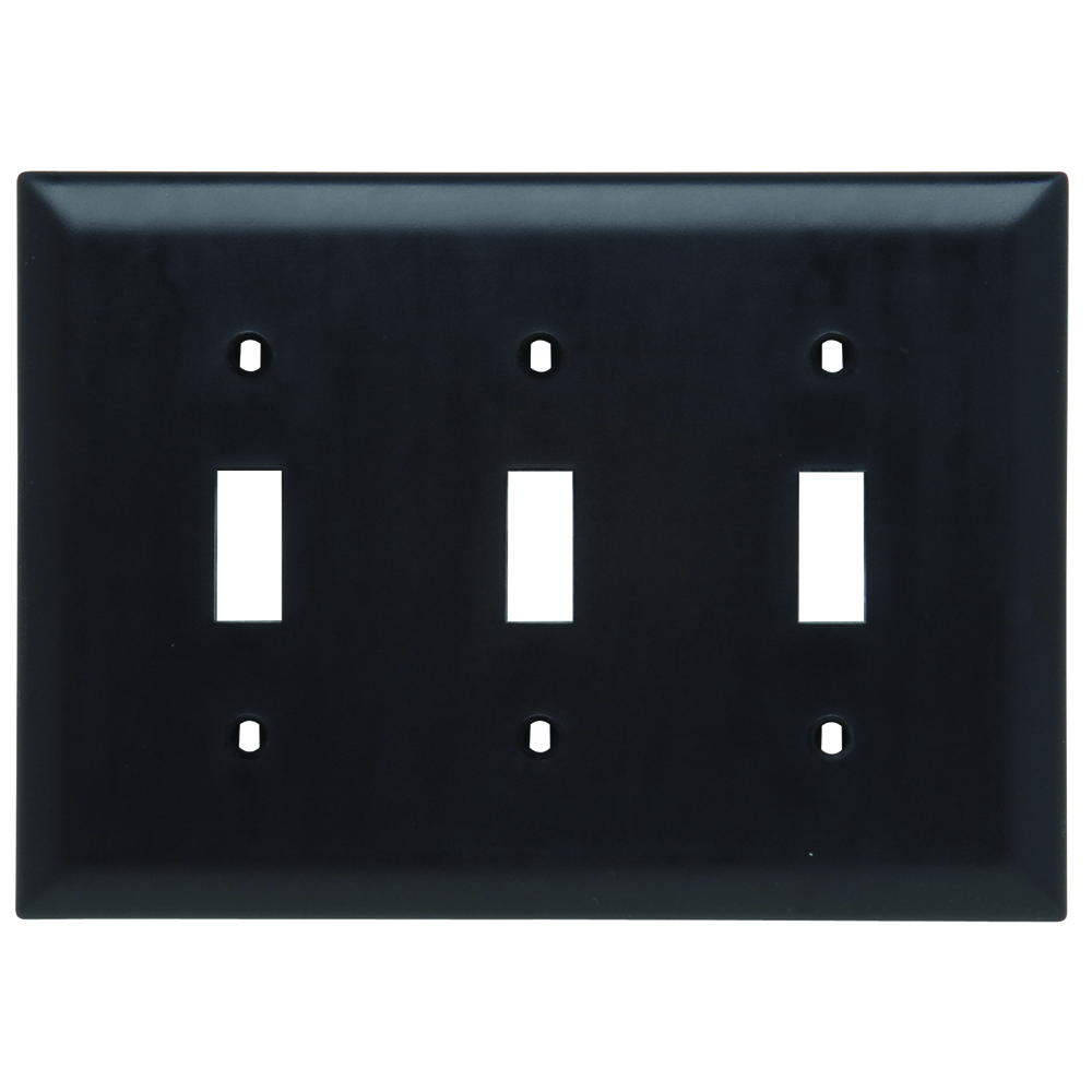 TP3BK TradeMaster 3-Gang Nylon Wall Plate, 3 Toggle Switch Openings, Black