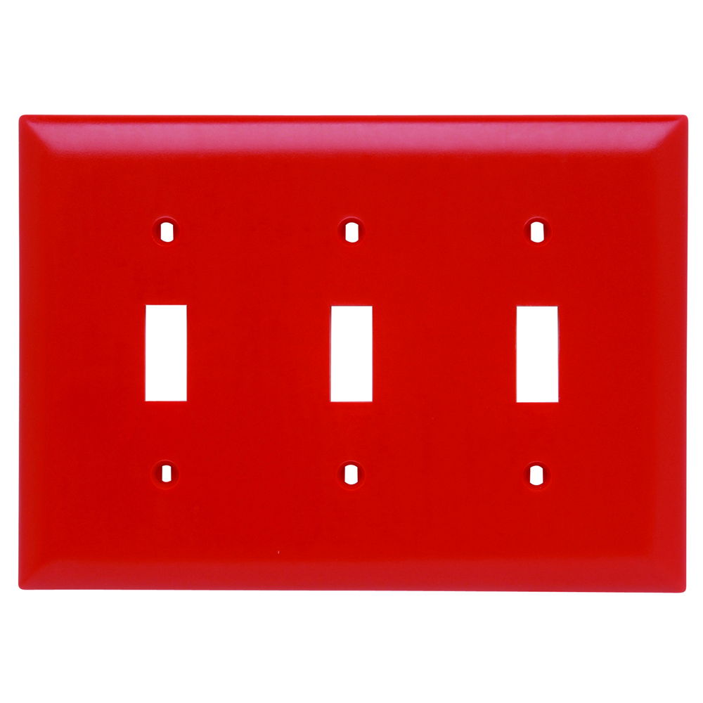TP3RED TradeMaster 3-Gang Nylon Wall Plate, 3 Toggle Switch Openings, Red