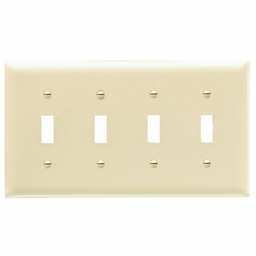 TP4I TradeMaster 4-Gang Nylon Wall Plate, 4 Toggle Switch Openings, Ivory
