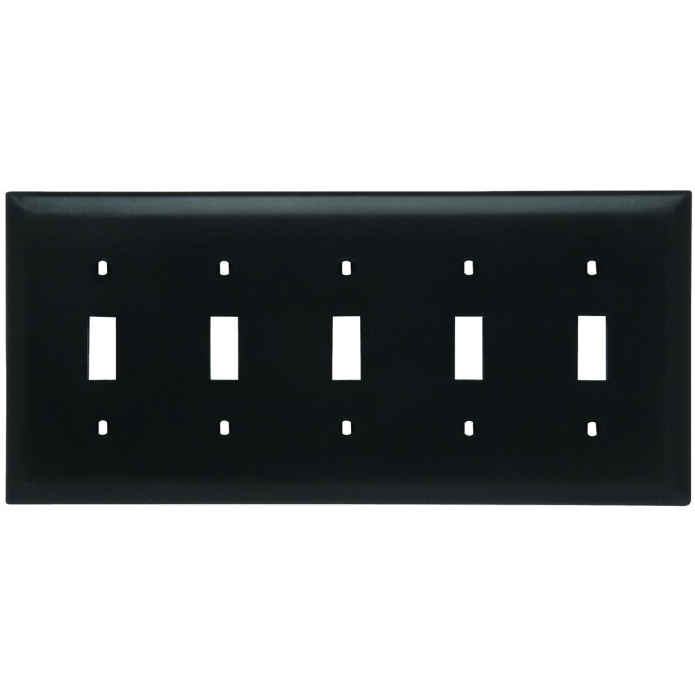 TP5BK TradeMaster 5-Gang Nylon Wall Plate, 5 Toggle Switch Openings, Black