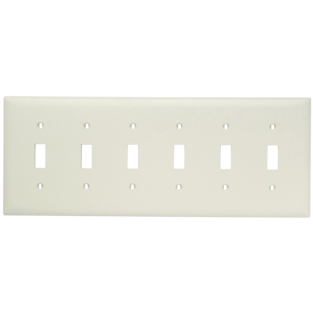 TP6LA TradeMaster 6-Gang Nylon Wall Plate, 6 Toggle Switch Openings, Light Almond
