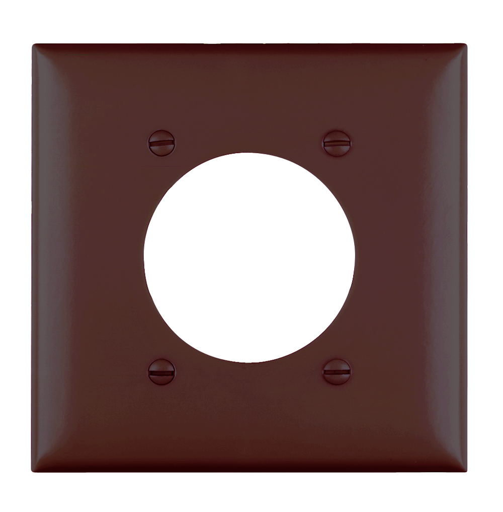 TP703 TradeMaster 2-Gang Nylon Wall Plate, 21563-in Power Outlet Receptacle Opening, 4 Mtg Holes, Brown