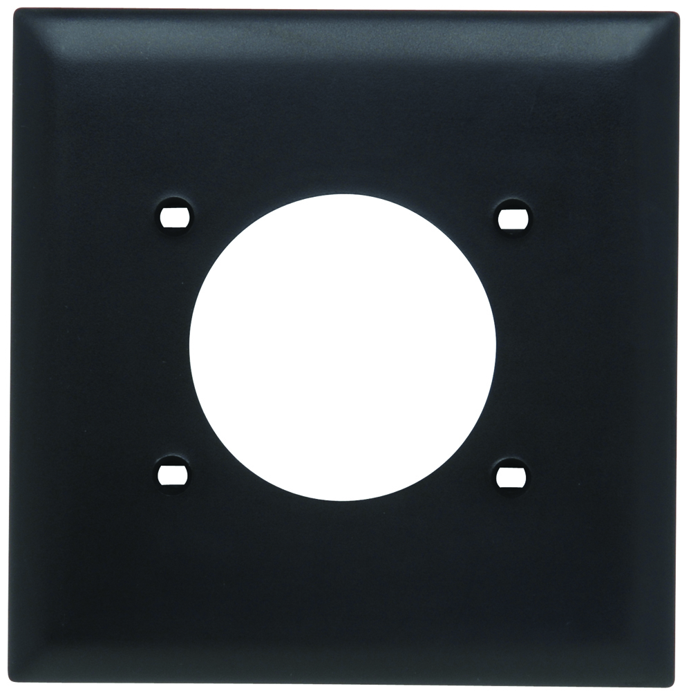 TP703BK TradeMaster 2-Gang Nylon Wall Plate, 21563-in Power Outlet Receptacle Opening, 4 Mtg Holes, Black
