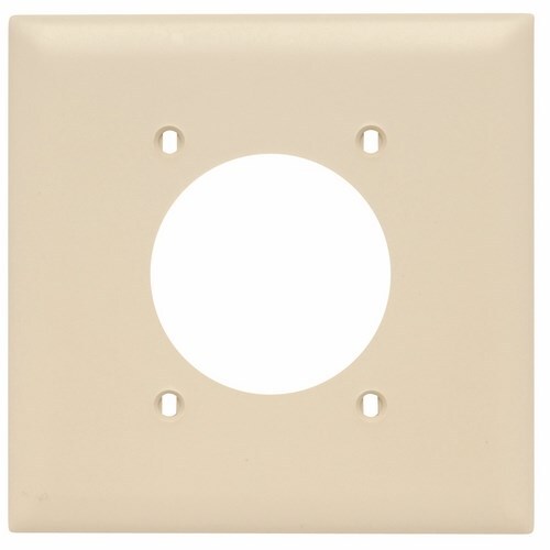 TP703I TradeMaster 2-Gang Nylon Wall Plate, 21563-in Power Outlet Receptacle Opening, 4 Mtg Holes, Ivory