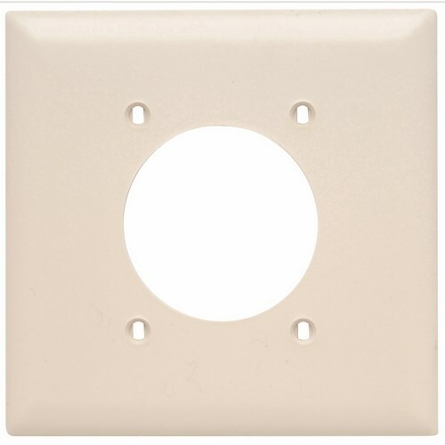 TP703LA TradeMaster 2-Gang Nylon Wall Plate, 21563-in Power Outlet Receptacle Opening, 4 Mtg Holes, Light Almond