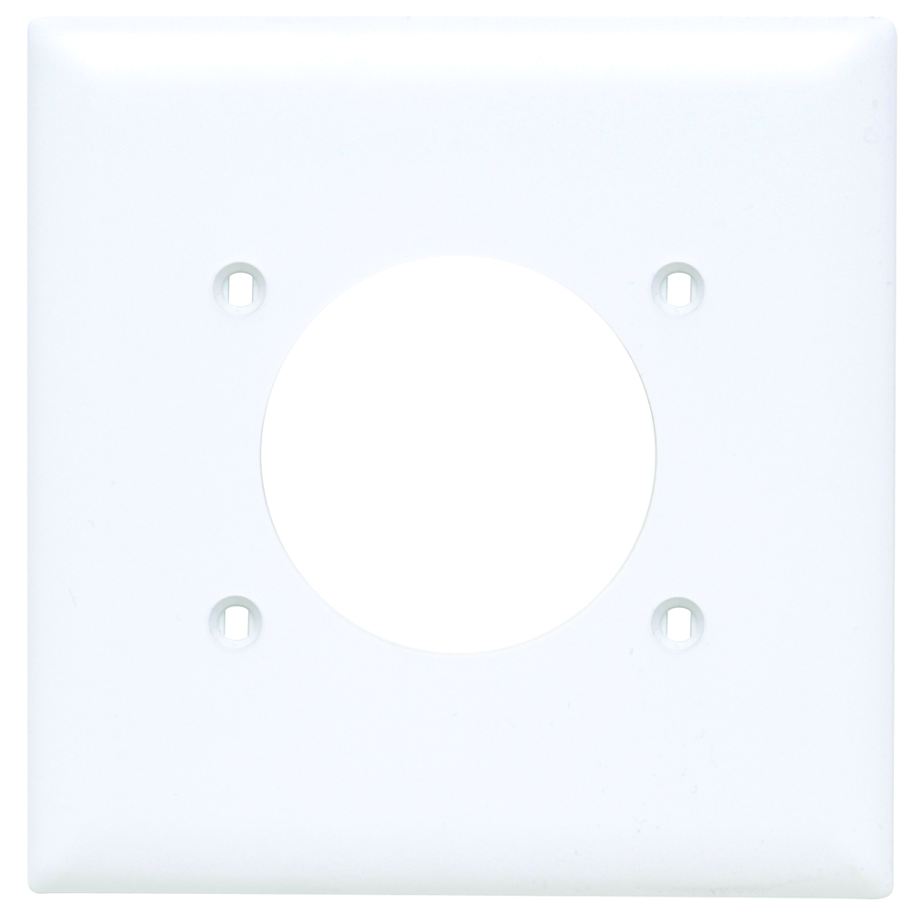 TP703W TradeMaster 2-Gang Nylon Wall Plate, 21563in Power Outlet Receptacle Opening, 4 Mtg Holes, White