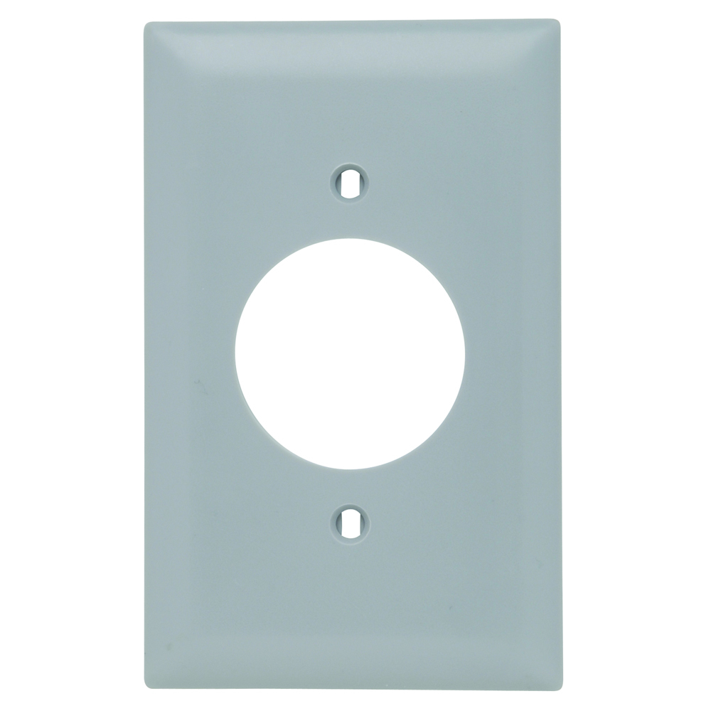 TP720GRY TradeMaster 1-Gang Nylon Wall Plate, 15938-in Power Outlet Receptacle Opening, 2 Mtg Holes, Gray