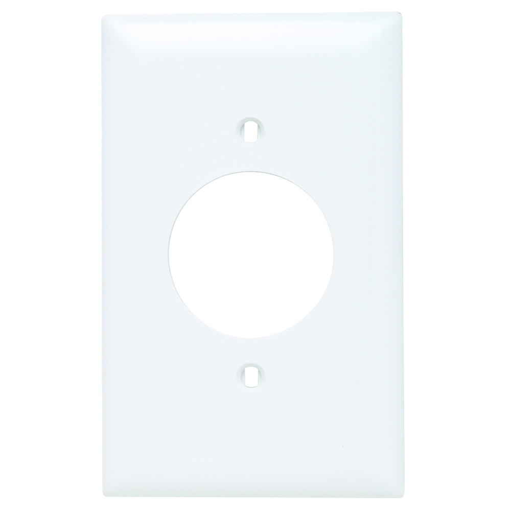 TP720W TradeMaster 1-Gang Nylon Wall Plate, 15938-in Power Outlet Receptacle Opening, 2 Mtg Holes, White