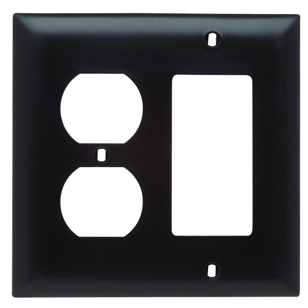 TP826 TradeMaster 2-Gang Nylon Wall Plate, 1 Duplex Receptacle Opening, 1 Decorator Opening, Brown