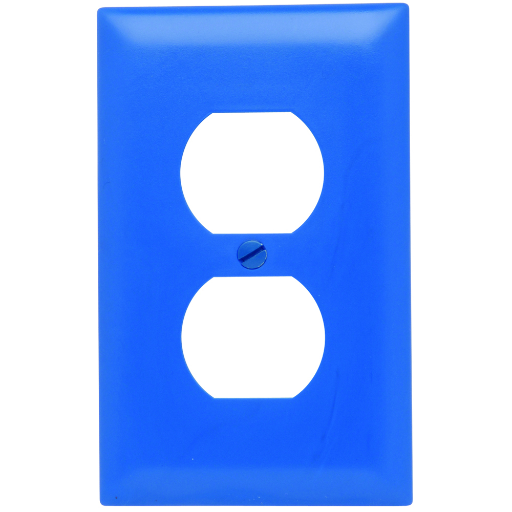 TP8BL TradeMaster 1-Gang Nylon Wall Plate, Duplex Receptacle Openings, Blue