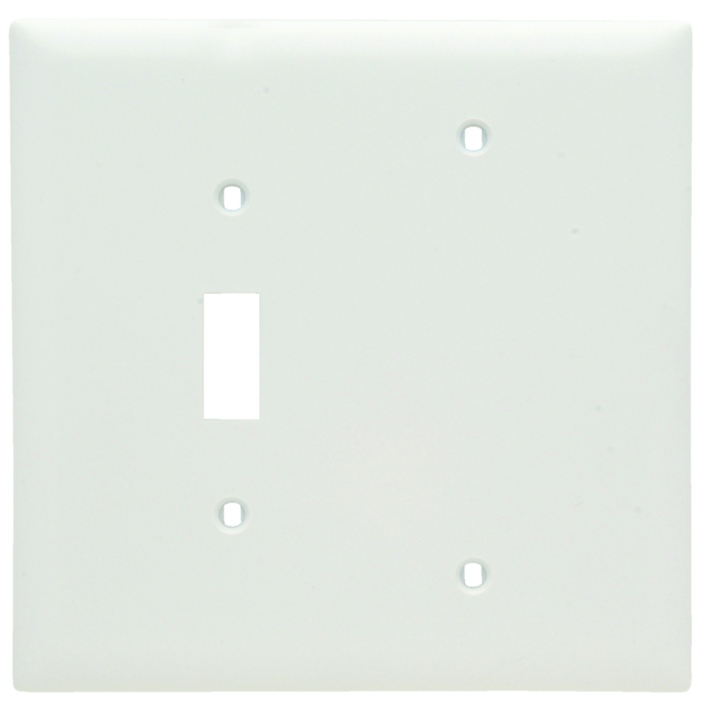 TPJ113W Combination Openings, 1 Toggle Switch and 1 Blank, Two Gang, White