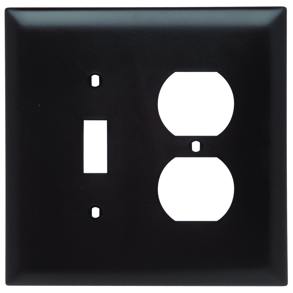 TPJ18 TradeMaster Junior Jumbo 2-Gang Nylon Wall Plate, 1 Toggle Switch Opening, Duplex Receptacle Opening, Brown