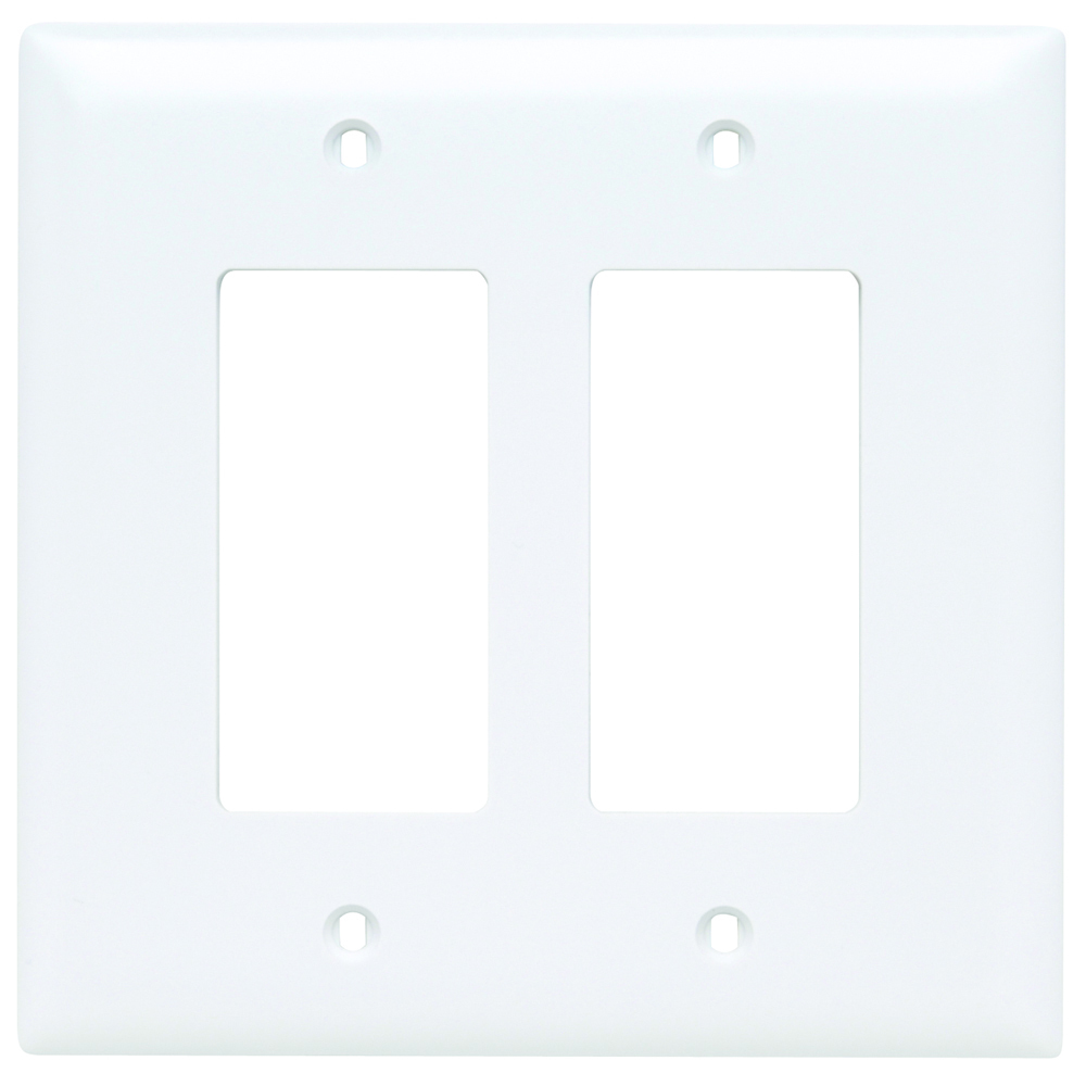 TPJ262W TradeMaster Junior Jumbo 2-Gang Nylon Wall Plate, 2 Decorator Openings, White