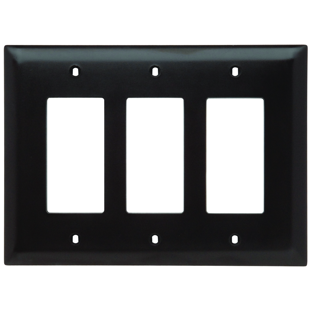 TPJ263 TradeMaster Junior Jumbo Standard Wall Plate, 3 Gangs, 6-15/16 in W x 5 in H, Nylon/Thermoplastic, Brown