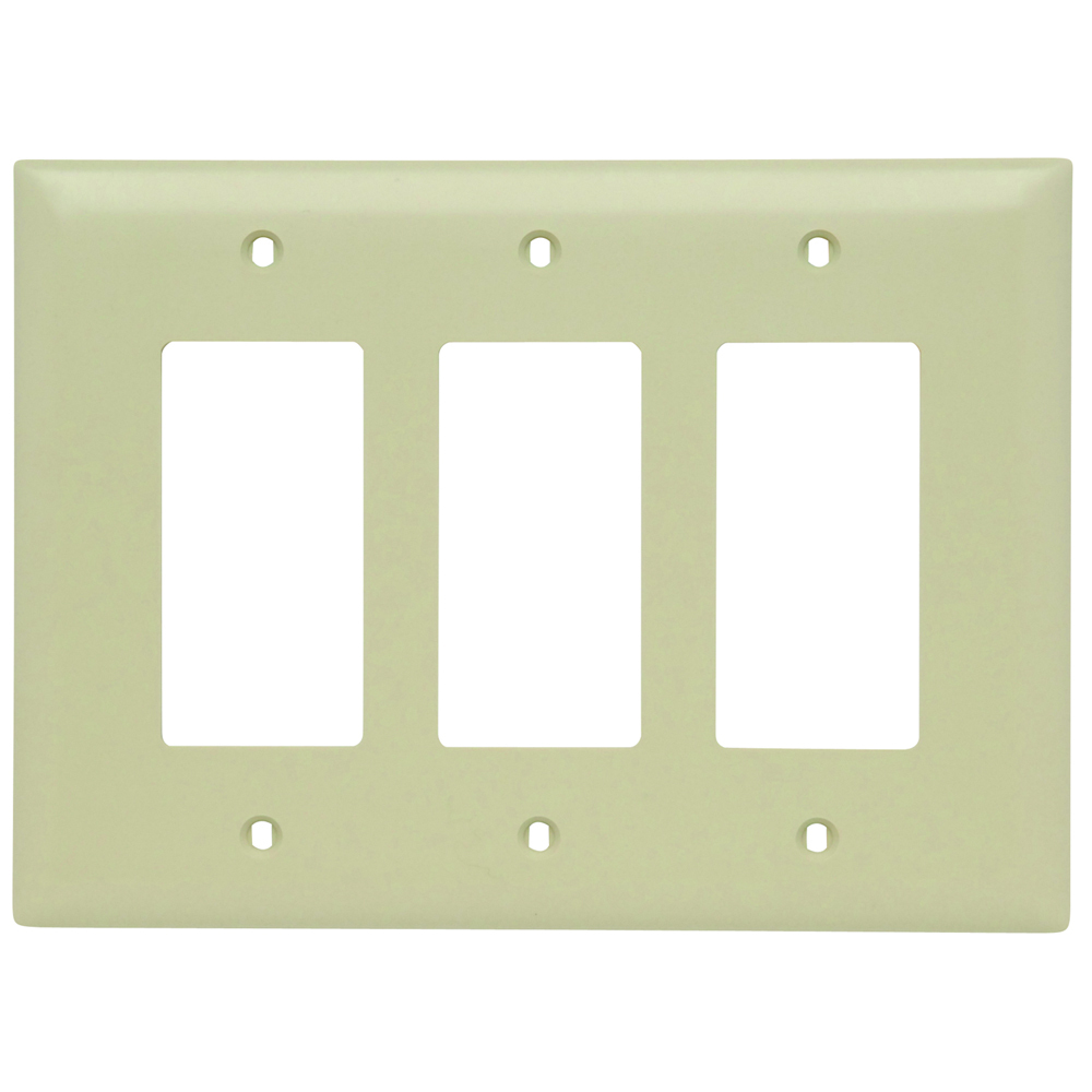 TPJ263I TradeMaster Junior Jumbo Standard Wall Plate, 3 Gangs, 6-15/16 in W x 5 in H, Nylon/Thermoplastic, Ivory