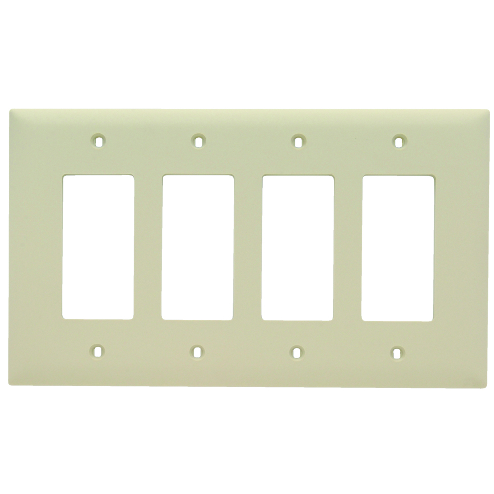 TPJ264I TradeMaster Junior Jumbo 4-Gang Nylon Wall Plate, 4 Decorator Openings, Ivory