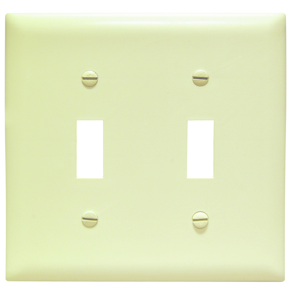 TPJ2I TradeMaster Jumbo 2-Gang Nylon Wall Plate, 2 Toggle Switch Openings, Ivory