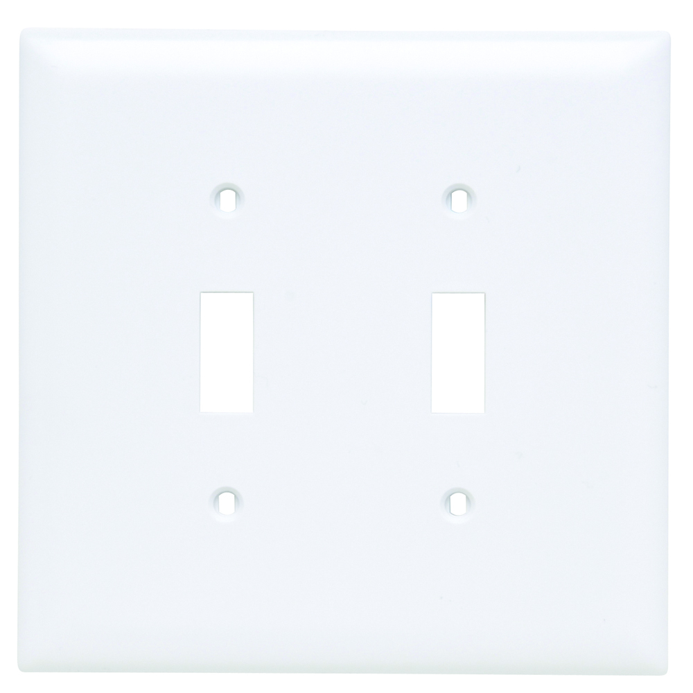 TPJ2W TradeMaster Jumbo 2-Gang Nylon Wall Plate, 2 Toggle Switch Openings, White
